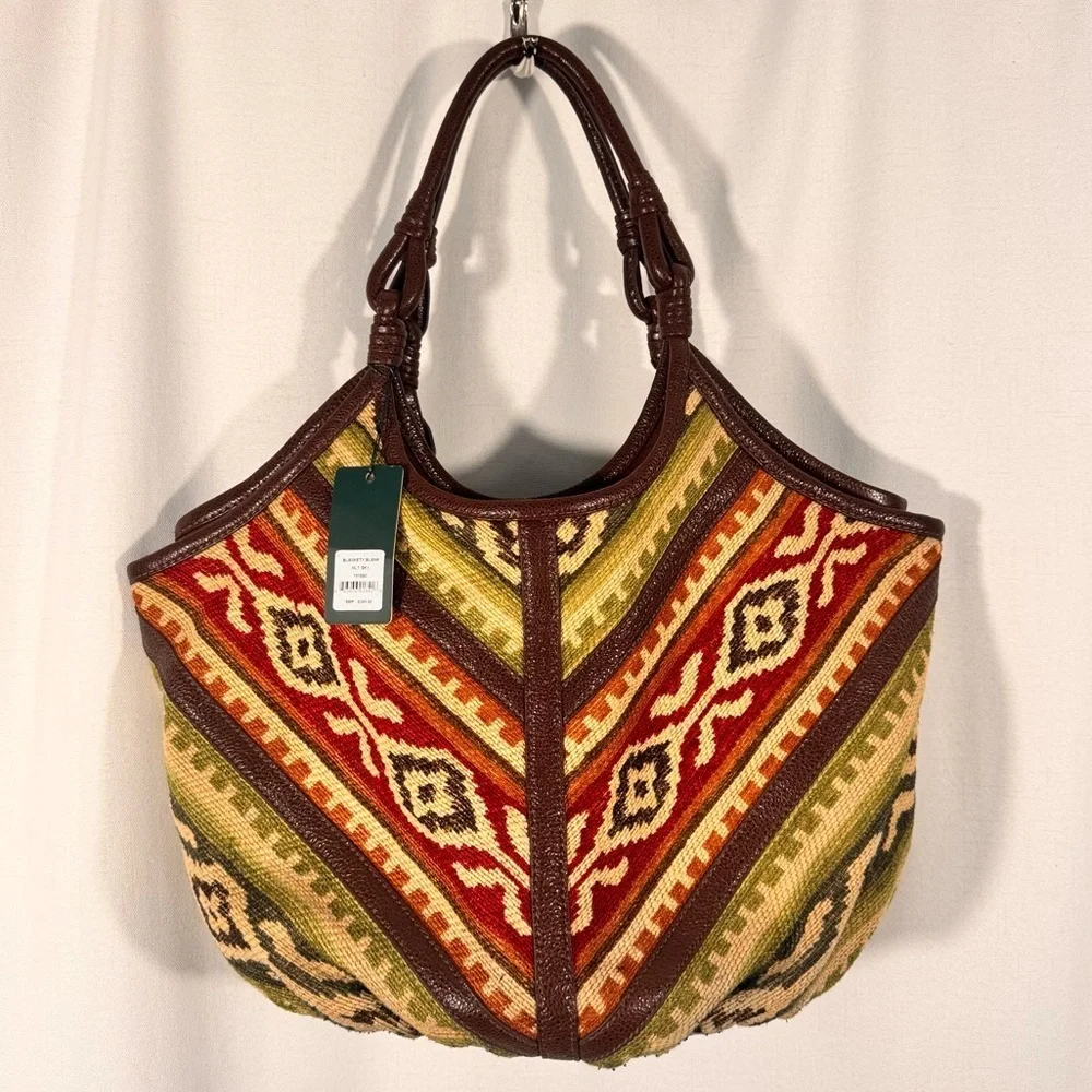Vintage Lockheart Woven Tapestry Large Hobo Bag